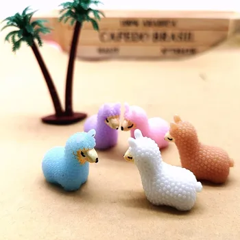 5pc Alpaca Mini Dyr Model Ornament Håndværk Bonsai Indretning Miniature Hjem Fe Have Udsmykning DIY Tilbehør
