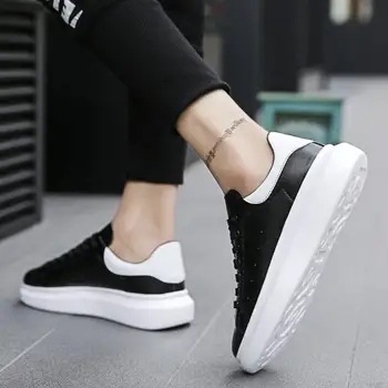Nye Mænd Hvid Sneakers Kvinders Mode Vulcanize Sko Størrelse 36-44 Høj Kvalitet Hip Hop Sko Platform Lace-up Running Sko