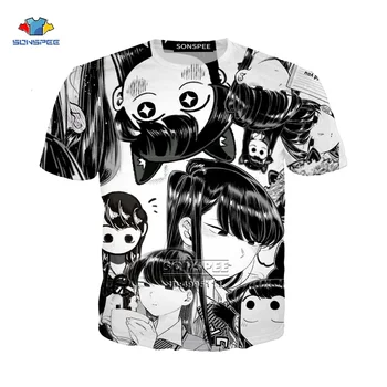 Nyhed 3D Printet t-shirt Animationsfilm Kawaii Pige Komi-san Mange Ansigter Tee shirt mænd tøj harajuku grafiske T-shirts Herre Dame