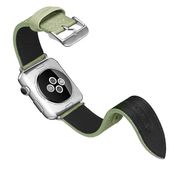 Canvas+læder band for Apple urrem 44mm 40mm iWatch band 42mm 38mm sport armbånd Apple-ur serie 5 4 3 40 38 42 44mm