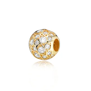 Trendy 925 Sterling Sølv Glitrende Mønster Charm Perler passer Oprindelige Pandora Armbånd Kvinder DIY Smykker