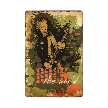 Rock N Roll Vintage Metal Tegn Plaques Rocky Retro Rockstar Plakat Bar Dekoration Pub Dekorative Hjem Indretning 20x30cm