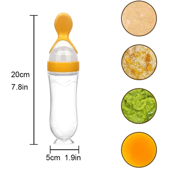 Baby Service Sikkerhed Silikone Nyfødte sutteflaske Ske Alt-i-en Suge-Cup Non-Slip Børn Saft Ris Korn Foderautomater
