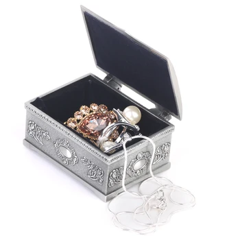 Stilfuld Mode Skattekister Form Tin Smykker Ring Box Gave Tilfælde Antikke Crystal Slik Opbevaring Arrangør nipsting box