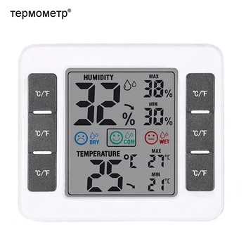 2STK Husstand Digital LCD Indendørs Væg Temperatur Termometer Hygrometer Luftfugtighed Meter Overvåg boligen Drivhus Vejr Station
