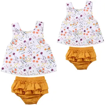 Toddler Spædbarn Baby Piger Blomstret Sommer Print T-shirt, Toppe Og Shorts, Bukser Tøj Tøj