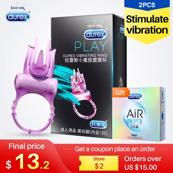 Durex Elektrisk Vibrator Penis Forsinkelse Vibrerende Ring med Klitoris Stimulation Ring Djævelen Vandtæt Voksen Sex Legetøj Produkter til Mænd