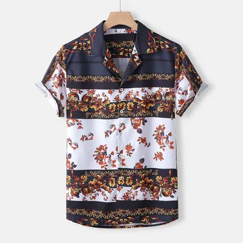 KLV korte ærmer mandlige shirt Polyester mænds bluse Sommer tunika Skjorter til mænd Casual Trykte Shirts Top Bluse Drop shipping CSV