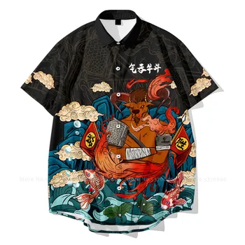 Mænd Frakke Kinesisk Stil Trykt Toppe Retro Trøjer Cardigan Japansk Samurai Harajuku Streetwear Mode Afslappet Bluse Sweatshirt
