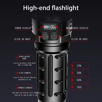 Mest kraftfulde XHP90.2 led lommelygte torch usb-genopladelige flash lys xhp90 taktisk lygte xhp70.2 arbejdslampe 18650 camp lampe
