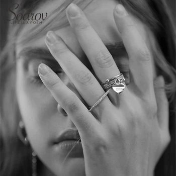 Sodrov Kærlighed 925 Sterling Sølv Engagement Ring For Kvinder Valentine ' s Gave 925 Sølv Ring-Hjerte Åben Ring