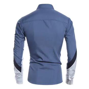 2020 Mode Efteråret Herre Skjorter Mærke Tøj Slim Fit Patchwork Stribet Tøj Mandlige langærmet Shirt til Mænd Mandlige Camiseta