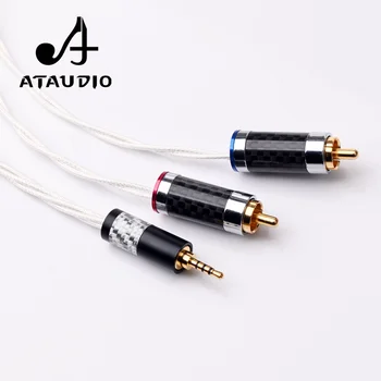 ATAUDIO Sølv HIFI-2,5 mm til 2 RCA-lydkabel For Astell&Kern AK100II,AK120II,AK240, AK380,AK320,DP-X1