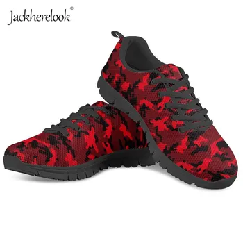 Jackherelook Red Camouflage Sneakers 2019 Fashion Kvinder Åndbar Luft Mesh Fladskærms Gå Vulkaniseret Sko Damer Fitnesscenter Casual Sko