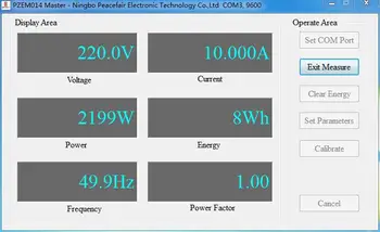 Peacefair Nyeste AC energimåler energimåler RS485 Modbus 220V 10A Volt Amp Frekvens Magt faktor Kwh-Måler Med USB-kabel