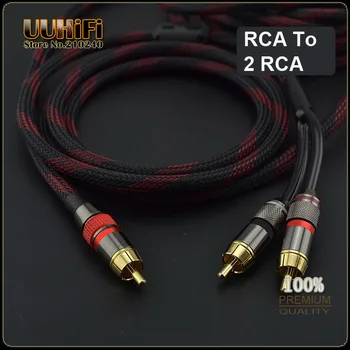 U110 HIFI RCA Y-Adapter Kabel Subwoofer Y-Kabel 1 PHONO til 2 RCA-lydkabel