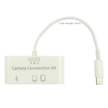 1pc 3-I-1 Kort Læser Til Tablet, IPad 4 Mini-IOS-11 Micro SD MMC-TF Kort-Læser, USB-OTG Kabel-Adapter Camera Connection Kit