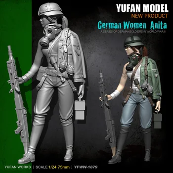 YuFan Model 1/24 Harpiks Kits kvindelige maskine gunner Harpiks soldat YFWW-1879