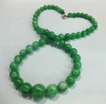 Charmerende 6-14mm grøn naturlige jade halskæde
