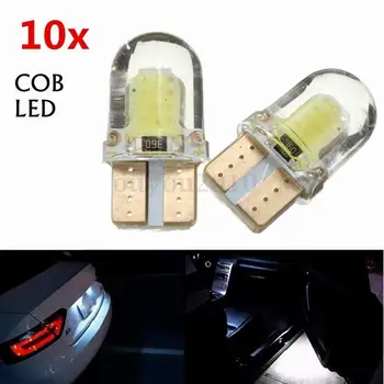 10x T10 194 W5W COB 8 SMD LED CANBUS Silica Lyse Hvide Licens Pære