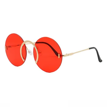 Ny Runde Rammeløse Solbriller Mænd, Kvinder Mode Metal Cirkel Store Frmaes Sol Briller Ocean Linse Brille UV400