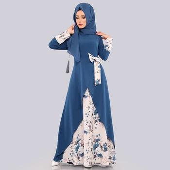 WEPBEL Arabiske Dubai Kvinder Maxi Muslimske Kjole med Lange Ærmer Folk Brugerdefineret Split Larg Robe Bue Slim Fit Udskrivning Abaya Swing Kjoler