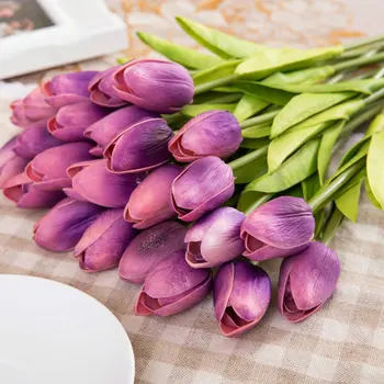 22pcs/Masse Tulip Kunstig Blomst PU Kunstige Buket Rigtige Touch Blomster Til Hjemmet Dekoration Bryllup Dekorative Blomster