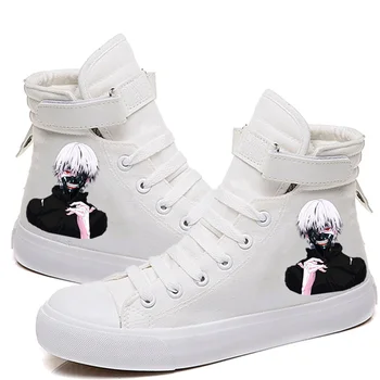 Anime Tokyo Ghoul Velcro Blonder Hightop Komfortable Sneakers Canvas Sko