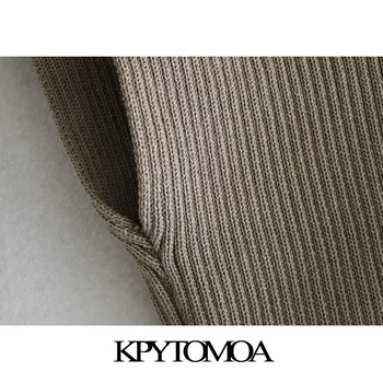 KPYTOMOA Kvinder 2020 Mode Arm Warmers, der er Beskåret, Strikkede Sweater Vintage Høj Hals Lange Ærmer Kvindelige Pullovere Smarte Toppe