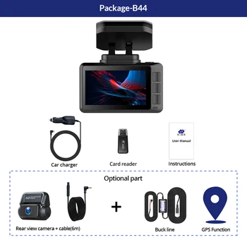 E-ACE B44 4K Dash Kamera 2.45 Tommer Mini Bil Dvr 2160P FHD Dashcam Night Vision Video-Optager Dobbelt linse wifi Registrator med GPS
