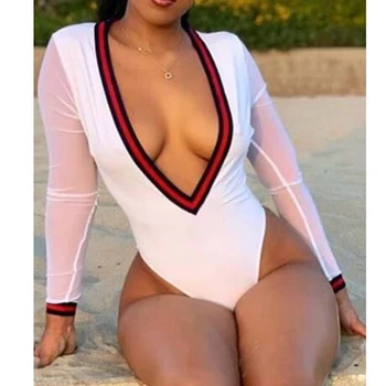 2020 Sexet Mesh Badedragt Kvinder Badetøj Et Stykke Heldragt, Dyb V Hals Monokini G-Streng Badetøj Badetøj Brasiliansk Kvinde