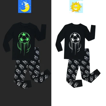 Baby Drenge Glød i Mørke Pyjamas Sæt Børn Raketter Nattøj Børn Fodbold Pyjamas Pijama Infantil Pijamas Børn Klud