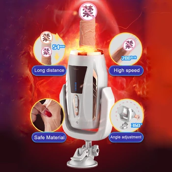 Teleskopisk Dildo Vibrator Automatisk Sugekop Opvarmet Realistisk Penis Kvindelige Masturbator Machine Sex Legetøj Til Kvinder Voksen Varer