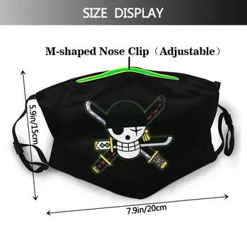 Roronoa Zoro Pirat Flag - Et Stykke Vinter ansigtsmaske i ét stykke Mascarilla Reutilizable Med Filtre