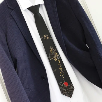 Gratis Forsendelse Nye Mandlige mænd ' s Oprindelige design trykt uafgjort studerende retro gave slips Bronzing sort guld cherry blossom uafgjort