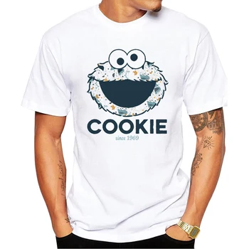Kortærmet Sjove t-shirts O-Hals Cool Toppe Hipster Tee TEEHUB Mode Cookie Monster Trykt Mænd T-Shirt