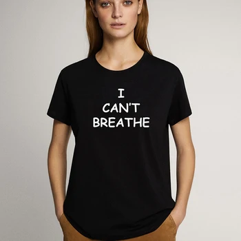 Jeg Kan ikke trække vejret Brev Print T-Shirt DIY Kvinder kortærmet O Hals, Løs T-Shirt 2020 Sommeren Kvinder Tee Shirt, Toppe