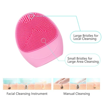Facial Cleansing Børste Ansigt Udrensning Børste El-Facial Massageapparat Silikone Brush Cleaner Sonic Vibrations-Deep Pore Rengøring