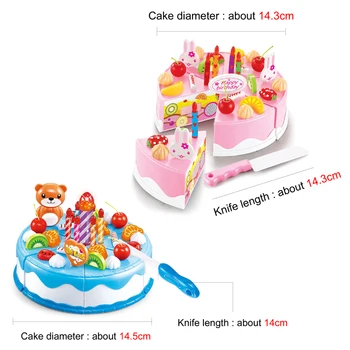 37-80PCS DIY Kage Legetøj Køkken Mad Foregive Spille Skære Frugt Fødselsdag Legetøj Cocina De Juguete Pink Blå Til Kid Pædagogiske Gave