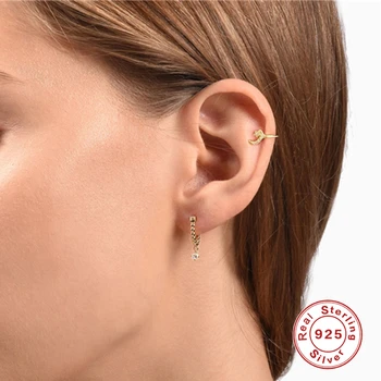 925 Sterling Sølv Clip-On Øreringe Til Kvinde Piger Ear Cuff Falske Brusk Øreringe Uden Piercing Pendientes Jewerly