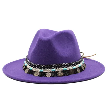 Unisex Uld Filt Fedora Hatte Dekoration Mode Fladskærms Randen Jazz Panama cap Formelle Top Hat Bowler Hat Derby for Mænd