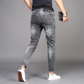 Engros 2020 Denim jeans mænds trendy mærke Slanke fødder mænds casual lange bukser koreansk stil sommeren tynd røg grå blyant bukser