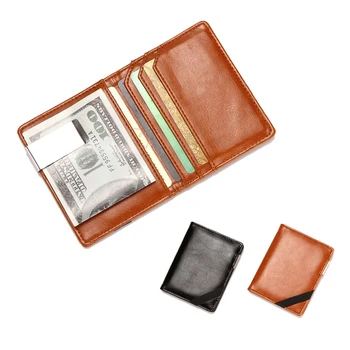 Rustfrit Stål Dollar Klip Pack Taske Læder Multi-card-bit Kort Tegnebog Mænd Kortholderen bankpakke Bus ID Ærme Engros