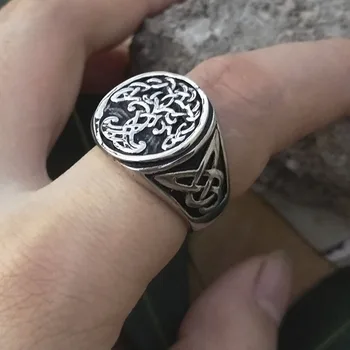 Viking Tree of Life Ringe Yggdrasil Celtics Knotwork Ring Guld Mænds Rustfrit Stål Nordiske Amulet Ring Smykker