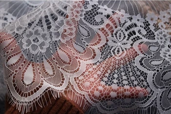 Fransk Tynd Hud-venlige Eyelash Lace Wedding Dress Voile Stof DIY Håndlavet Materiale Aften Kjole Stof Bredde 45cm 3M/Stk