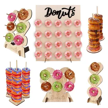QIFU Donut Væggen Holder Candy Sweet Vogn Rustik Indretning af Træ Træ Sød Tabel Indretning Fødselsdag Part Indretning Baby Shower Bar Lagkage