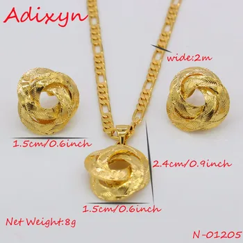 Adixyn Små Charms Afrikanske Halskæde/Øreringe/Vedhæng Smykker Sæt til Kvinder/Piger/Kids Fashion Metal Rusland Smykker Gaver N01205