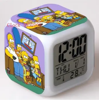 LED Farve Skiftende Digitale Ur Moive The Simpsons legetøj Børn Vækkeur, Skrivebord Nat, Vækning Lys Glødende Elektroniske Reveil