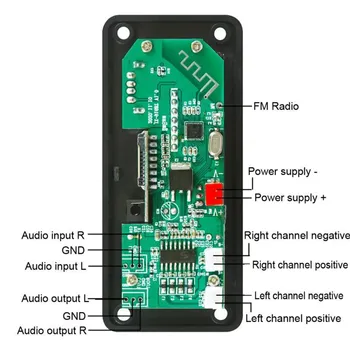 12V Bluetooth5.0 MP3-Afkodning Bord Modul Håndfri Mikrofon Trådløs Bil USB MP3-Afspiller TF Kort Slot / USB / FM-Forstærker