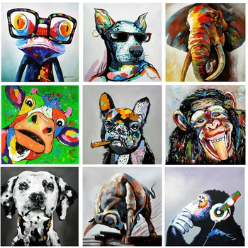 Graffiti Kunst Hund, Ko Lærred Maleri Dyr, Plakater og Prints Væggen Dyr Kunst Billede til stuen Home Decor Cuadros